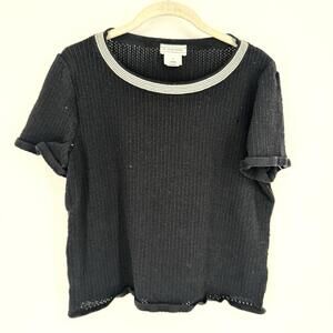 St. John sweater womens large L black knit wool blend designer luxury minimalist